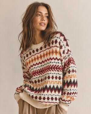 VINTAGE hand knit cable knit patterned sweater